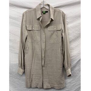 Banana Republic Linen Blend Long Sleeve Shorts Romper in Neutral Stone, XS